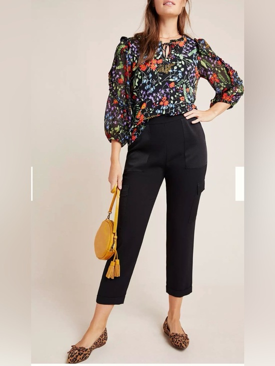 Anthropologie Tops - Anthropologie Maeve Jacquin Peasant Blouse black floral SP